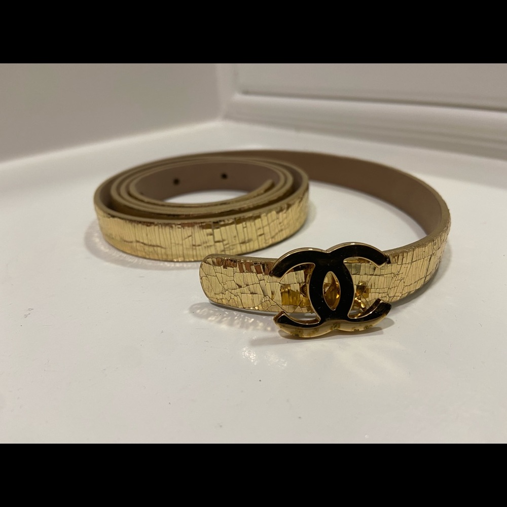 Gold Chanel Skinny Belt